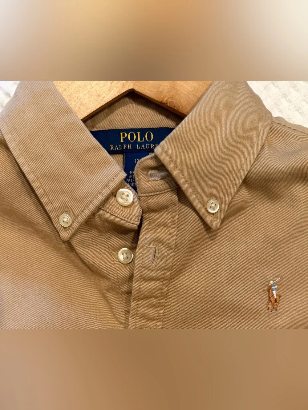 Ralph Lauren Girls Belted Cotton Chino Shirtdress (Size: 12)